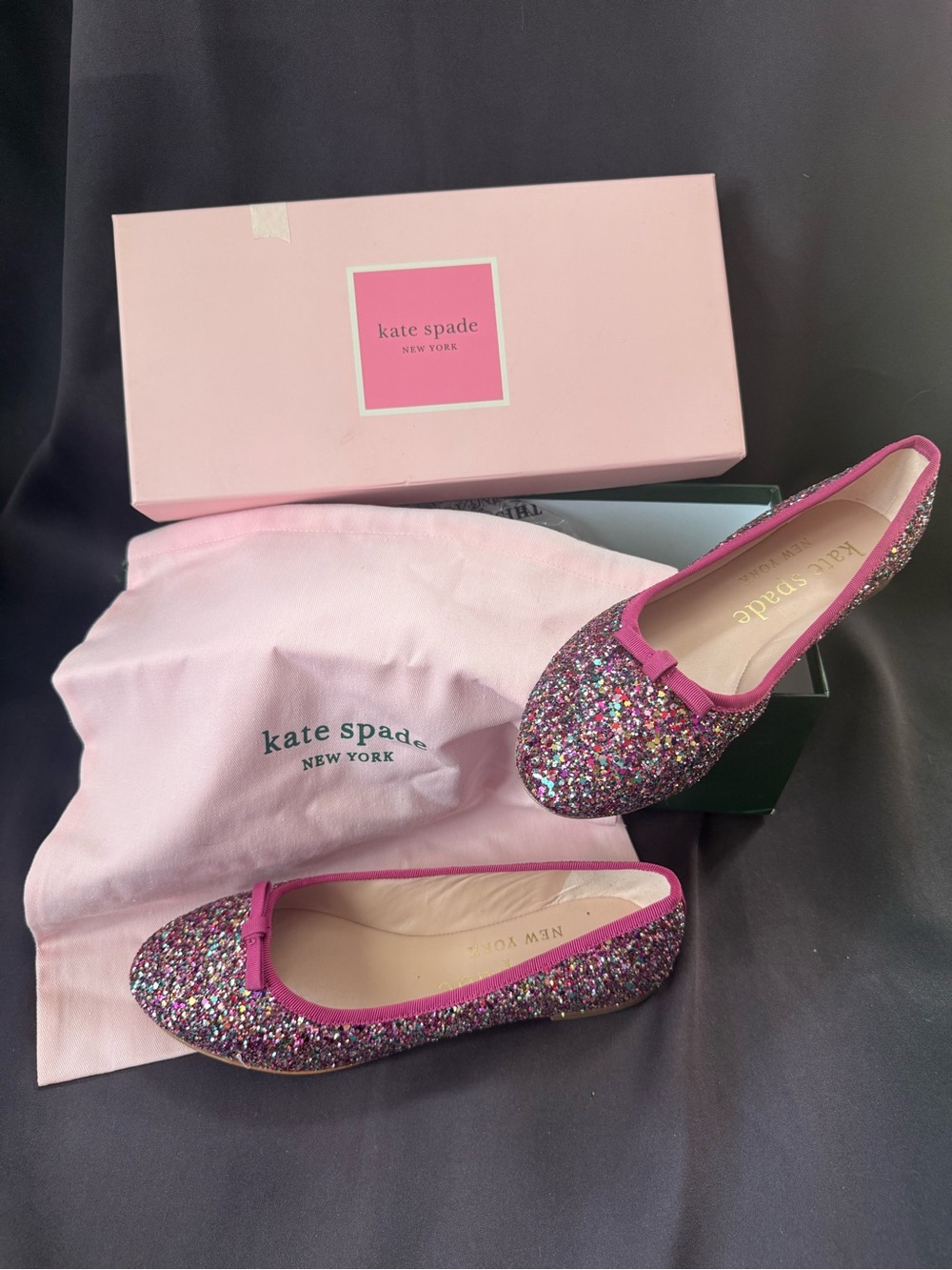NWT Kate Spade New York Clover Multi Glitter Ballet Flats - Size 7.5 B